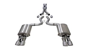 Ford Mustang Performance Exhaust - Dual Rear Exit - CORSA Performance - Cat Back System w/ 4in Polished Tips - Polished - `18-`23